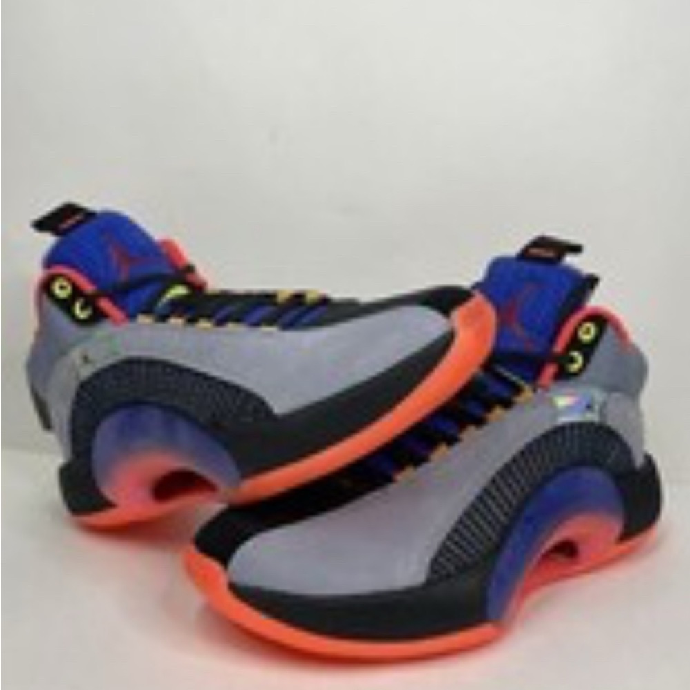 Dynamic Gray and Orange Athletic Shoes with Cushioned Sole